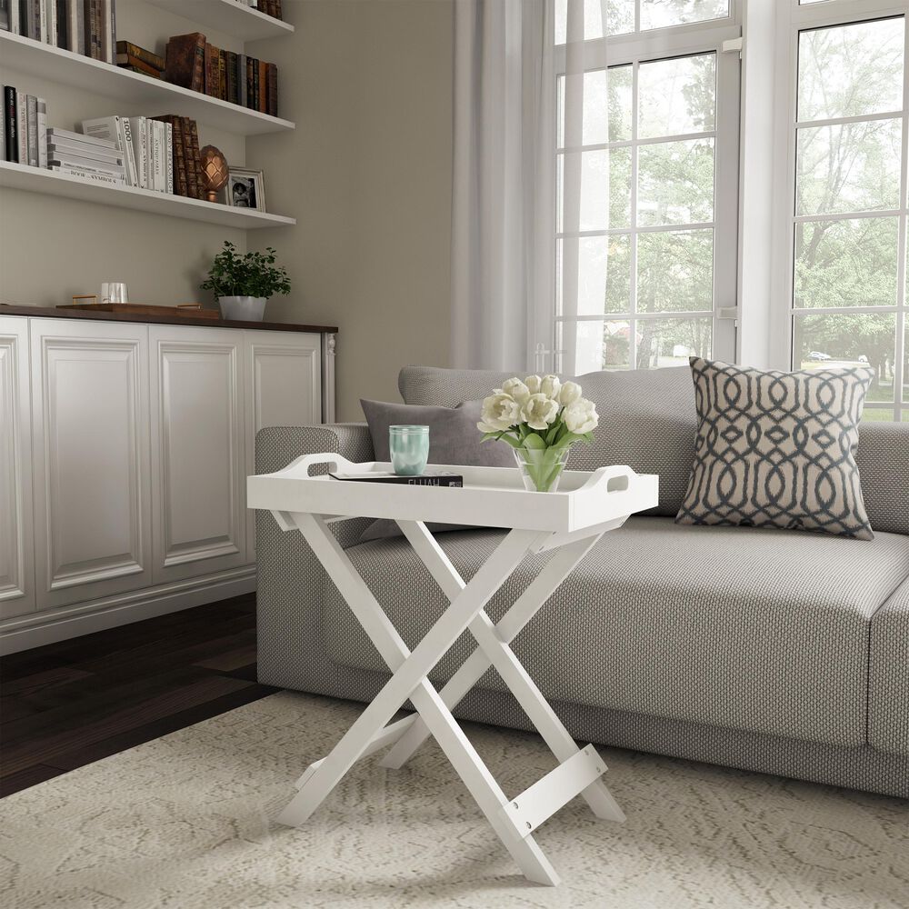 Timberlake Lavish Home Folding End Table in White, , large