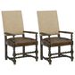 Hooker Furniture Hill Country Arm Chair with Brown and Beige Cushion in Anthracite Black (Set of 2), , large