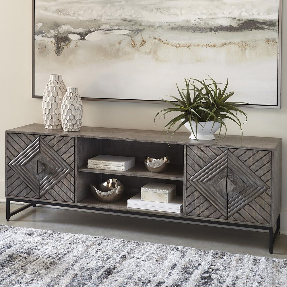 Ashley Treybrook Accent Cabinet in Distressed Gray and Black, , large