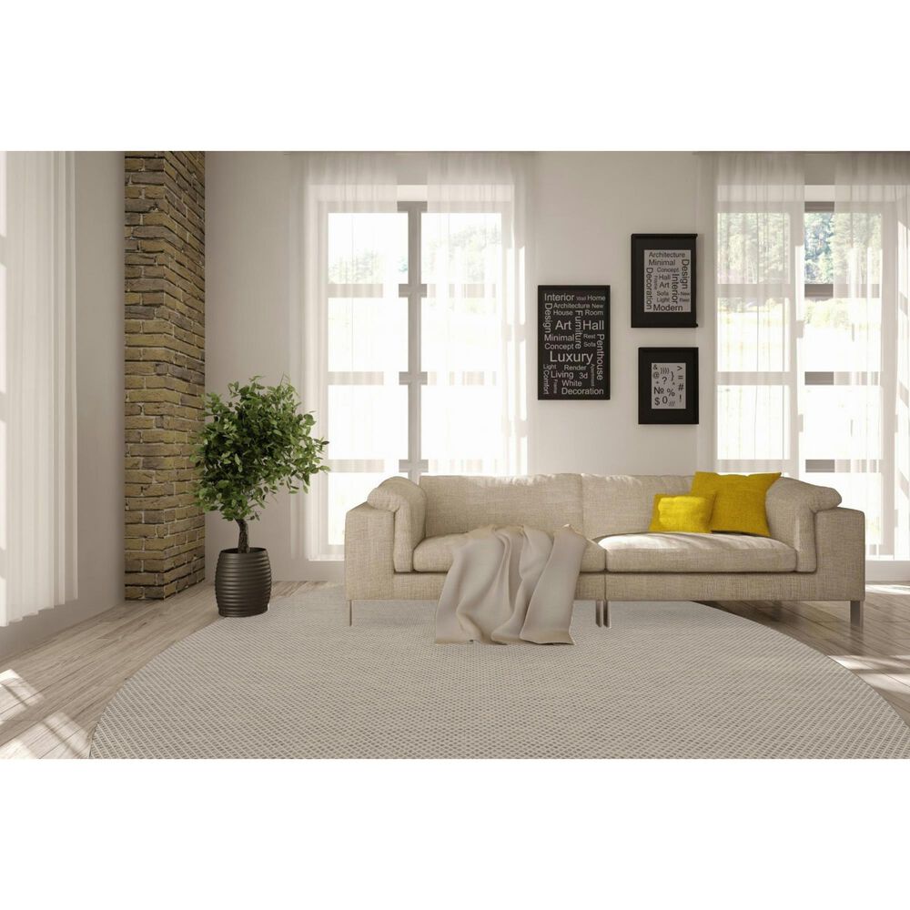 Nourison Courtyard Ivory and Silver 10&#39; Round Indoor/Outdoor Area Rug, , large