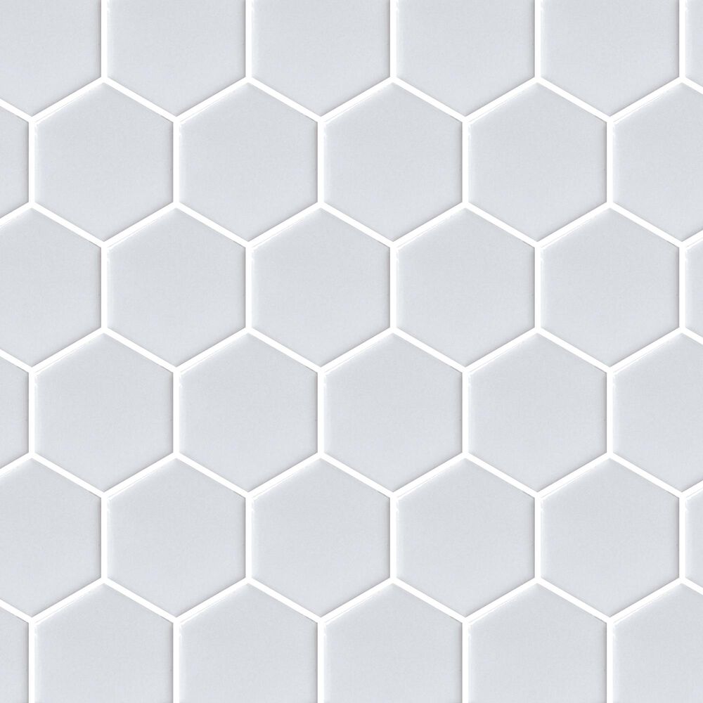 Emser Savvy White 2" Hexagon on 11" x 12" Glazed Porcelain Mosaic Sheet, , large