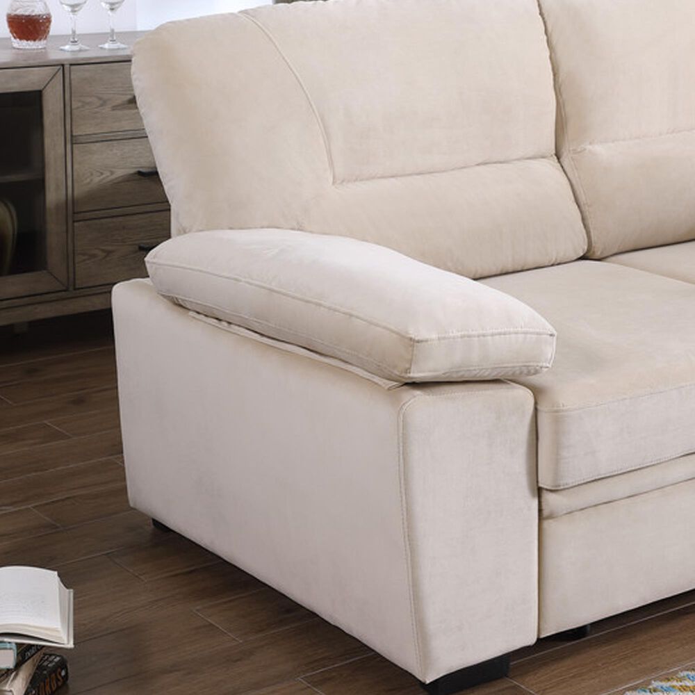 HOMLUX 97.5"W Velvet Sleeper Sectional Sofa with Reversible Storage Chaise, in Beige, , large