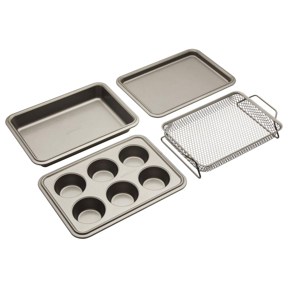 Anolon 4-Piece Toaster Oven Nonstick Bakeware in Stainless Steel