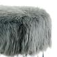 Furniture of America Scherrer Stationary Faux Fur Ottoman in Grey, , large