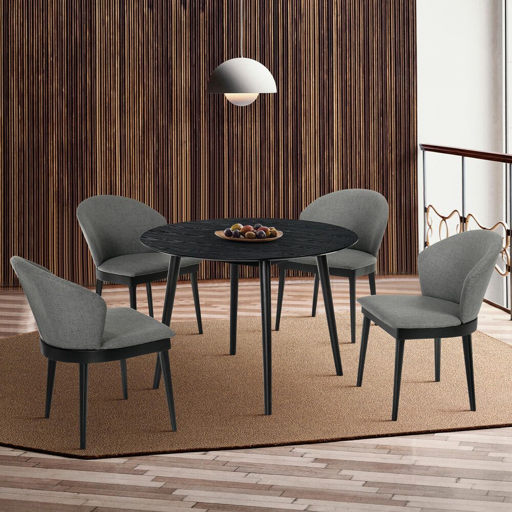 Blue River Arcadia and Juno 5-Piece 42&quot; Dining Set with Charcoal Cushion in Black, , large