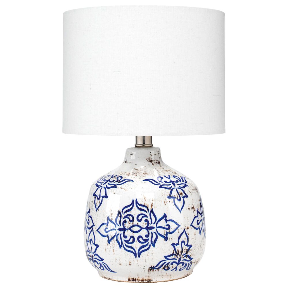 Splendor Living Milfordon Table Lamp in Distressed White and Blue, , large