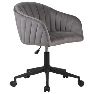 Impressions Vanity Taylor Swivel Vanity Chair with Dark Grey Cushion in Black, , large