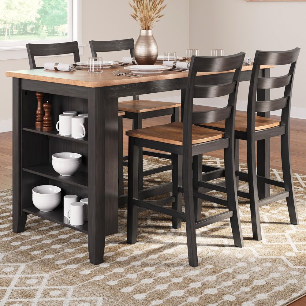Ashley Gesthaven 5-Piece Counter Dining Set in Light Natural Dark Brown, , large