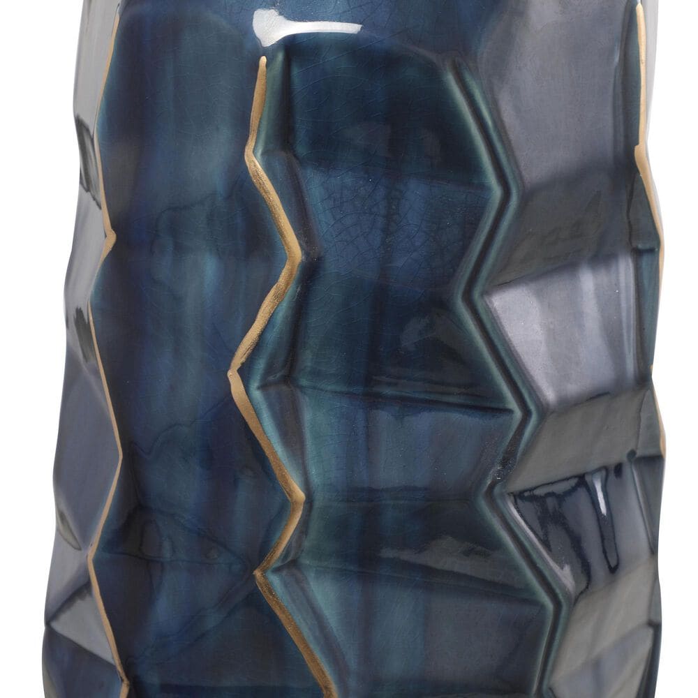Maple and Jade 40&quot; Tall Floor Geometric Decorative Vase in Polished Teal and Gold, , large
