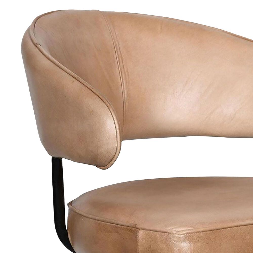 Home Trends &amp; Design Essex Dinning Arm Chair in Top Grain Leather Antique Ivory, , large