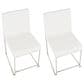 Lumisource Fuji Side Chair with White Faux Leather Cushion in Brushed Stainless Steel (Set of 2), , large