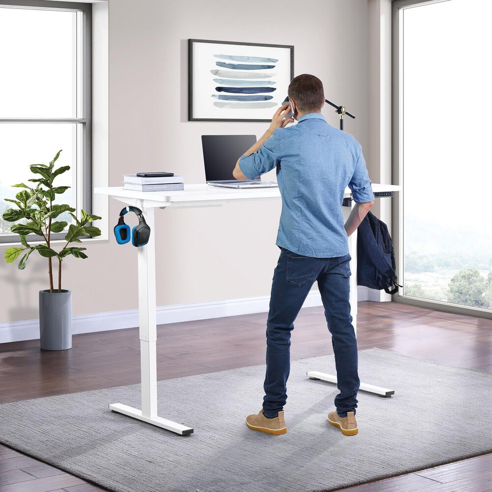 OSP Home Primo 60&quot; Electric Sit and Stand Desk in White, , large