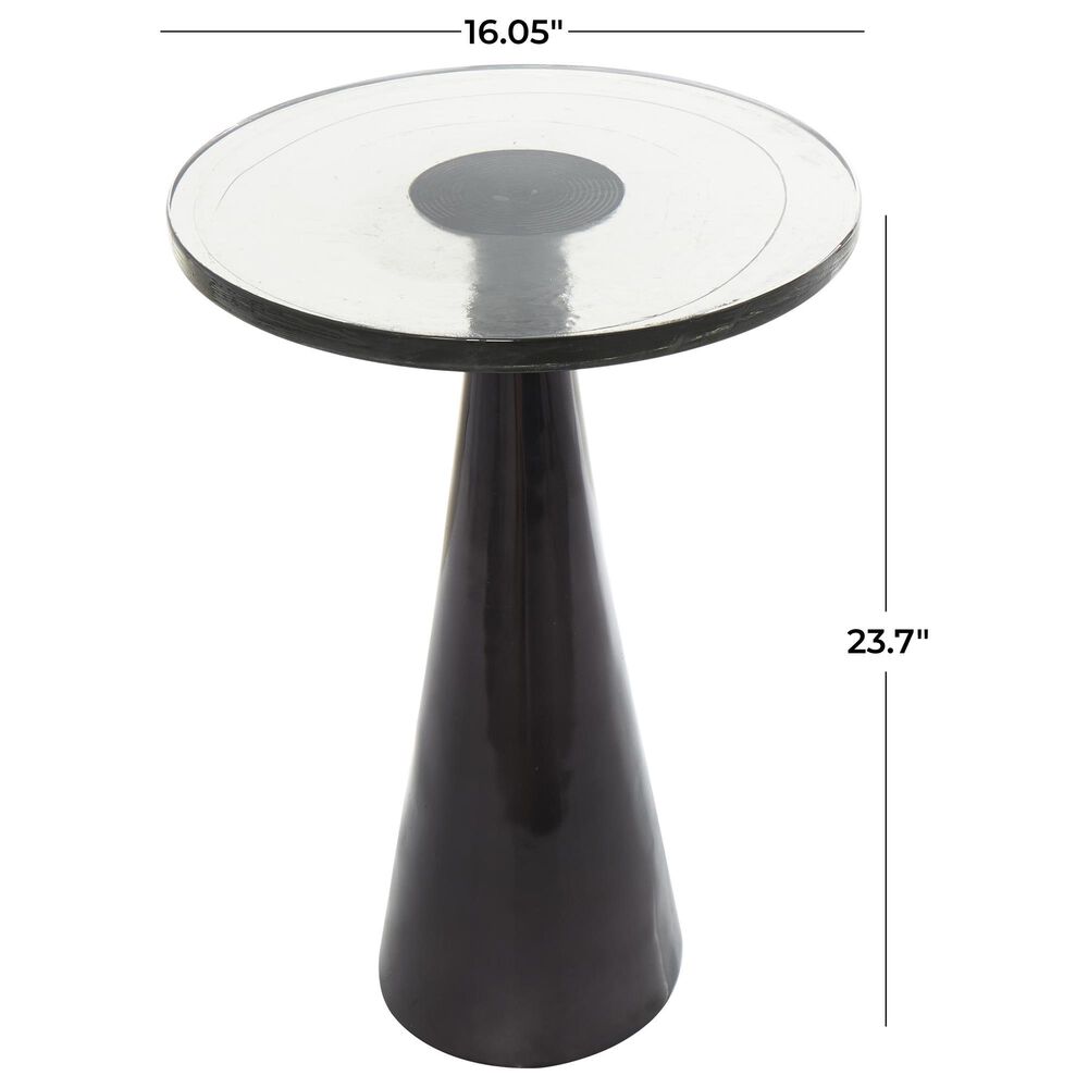 Maple and Jade 16&quot; Geometric Accent End Table in Polished Black, , large