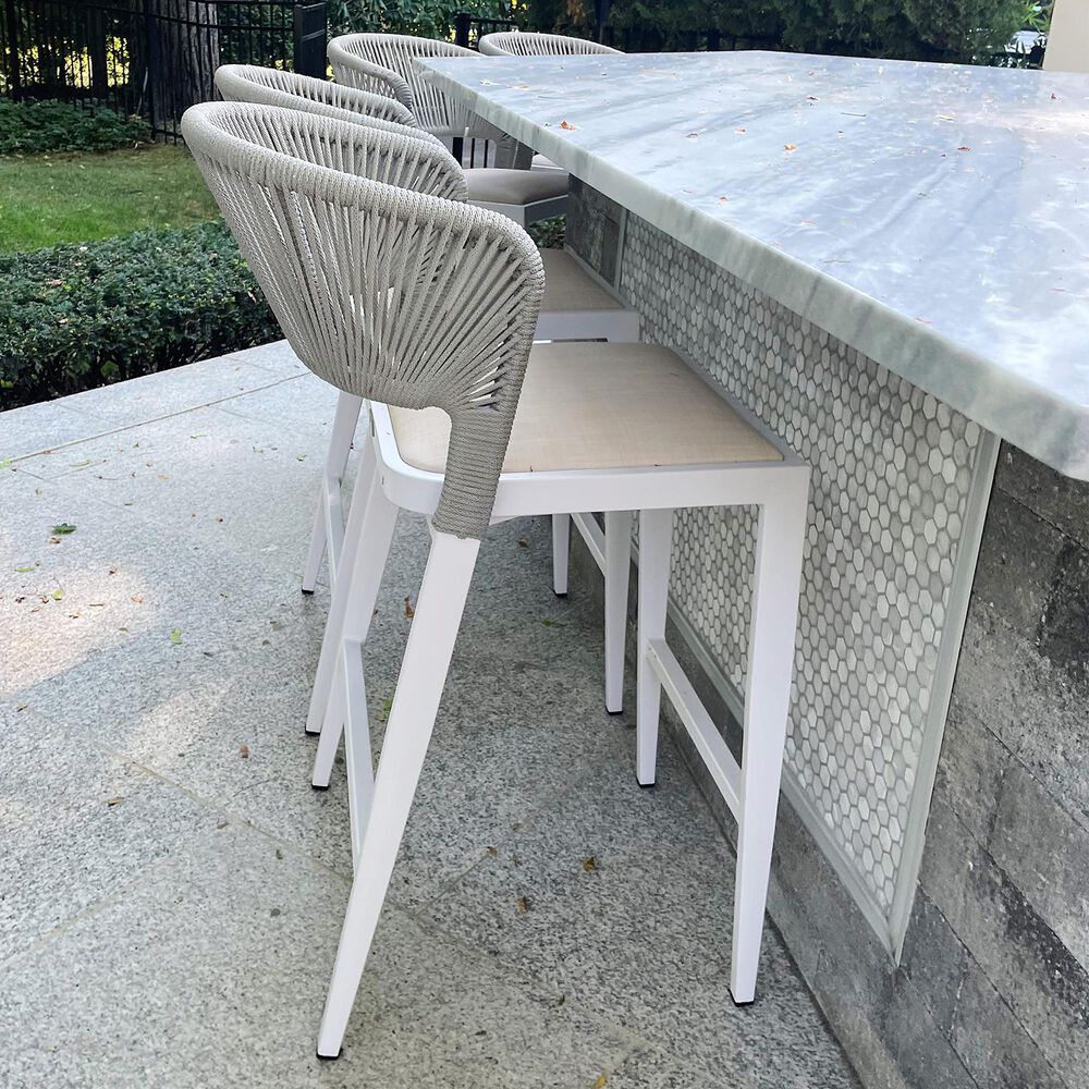HOMLUX Outdoor Counter Stool with Open-Frame Backrest in White (Set of 2), , large