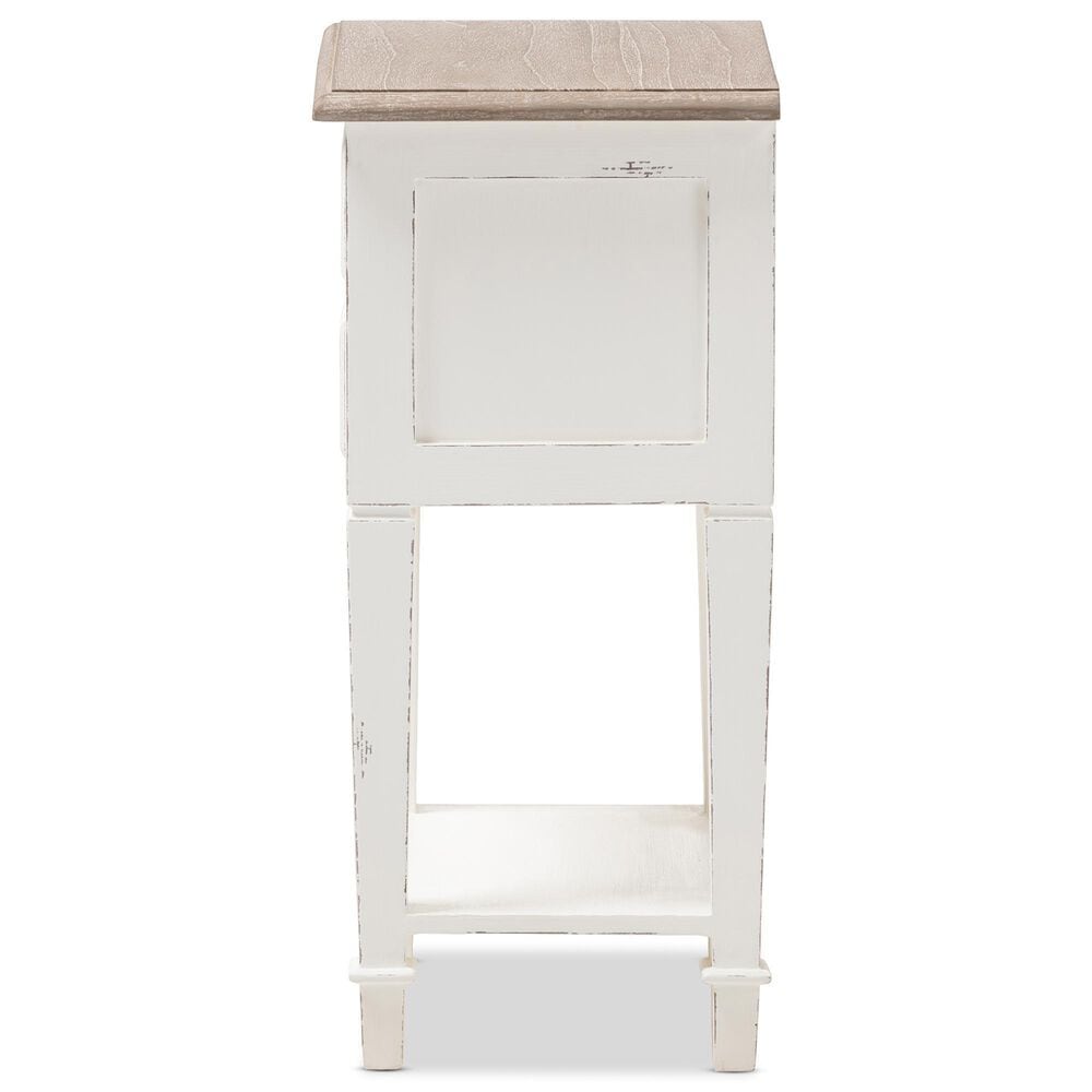 Baxton Studio Dauphine 2-Drawer Nightstand in White and Natural, , large