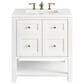 James Martin Vanities Breckenridge 30" Single Bathroom Vanity in Bright White with 3 cm White Zeus Quartz Top and Rectangular Sink, , large