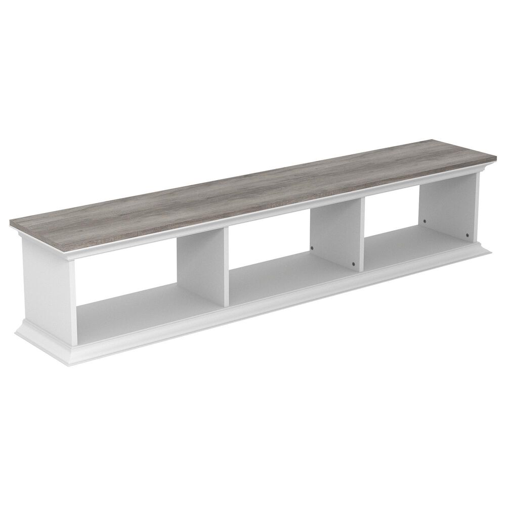 Furniture of America Moen 63" Floating TV Console in White and Vintage Gray Oak, , large