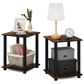 HOMLUX 2-Tier End Table in Amber Pine and Black (Set of 2), , large