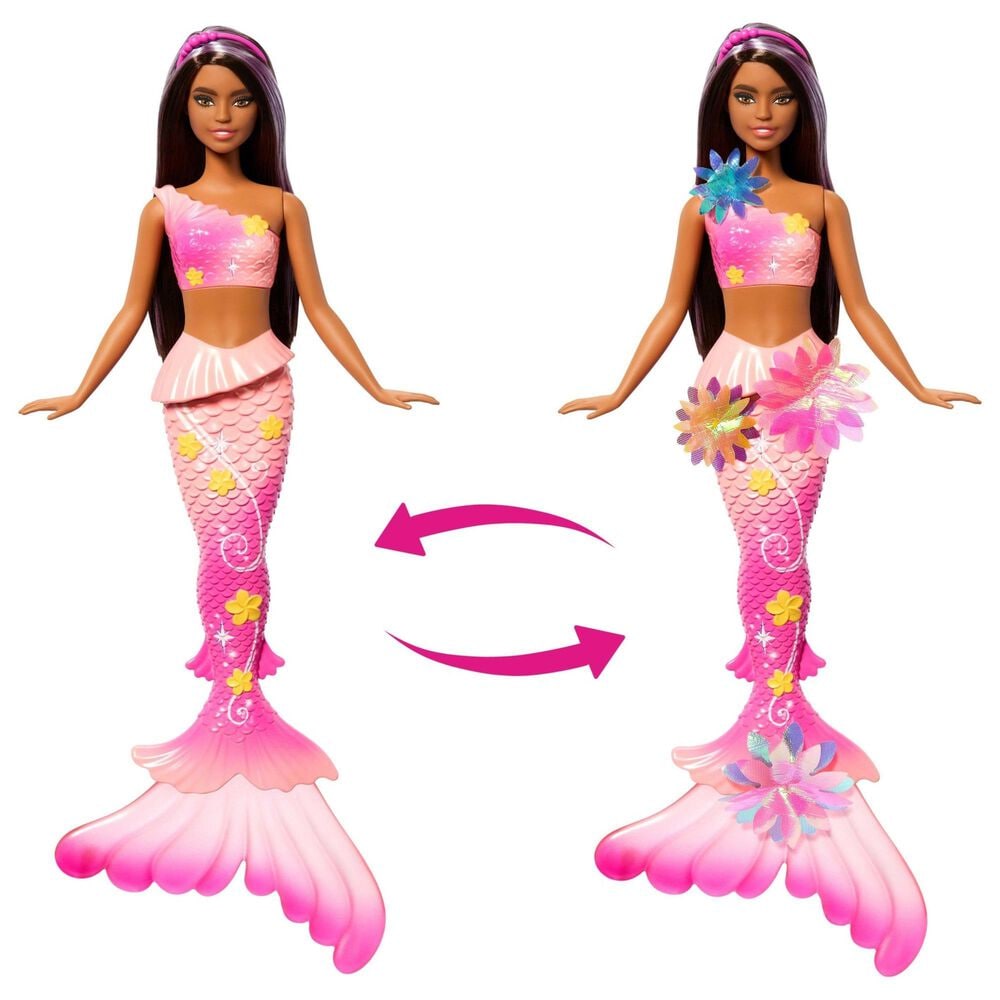 Barbie Flower Magic Mermaid Doll with Long Brown Hair in Multicolor, , large