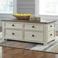 Ashley Bolanburg Lift Top Cocktail Table in Weathered Oak and Antique White, , large