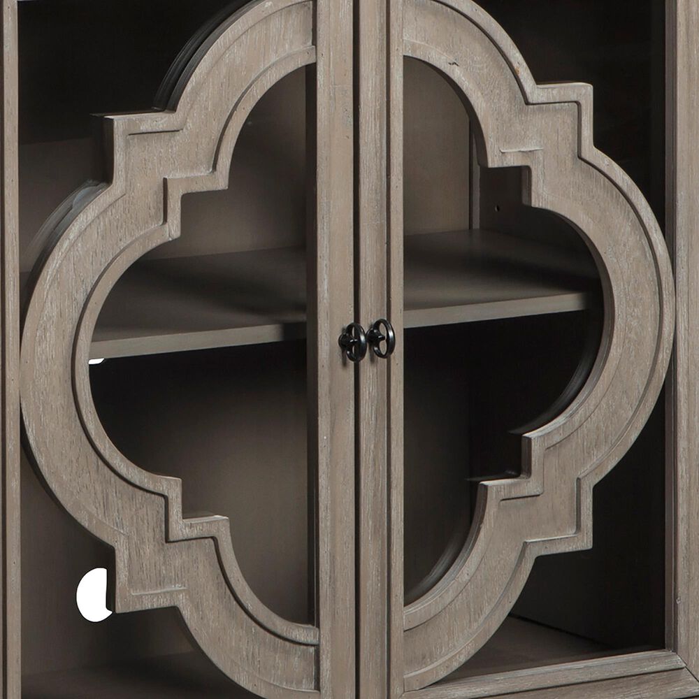 Ashley Fossil Ridge 4-Door Quatrefoil Credenza in Distressed Gray, , large