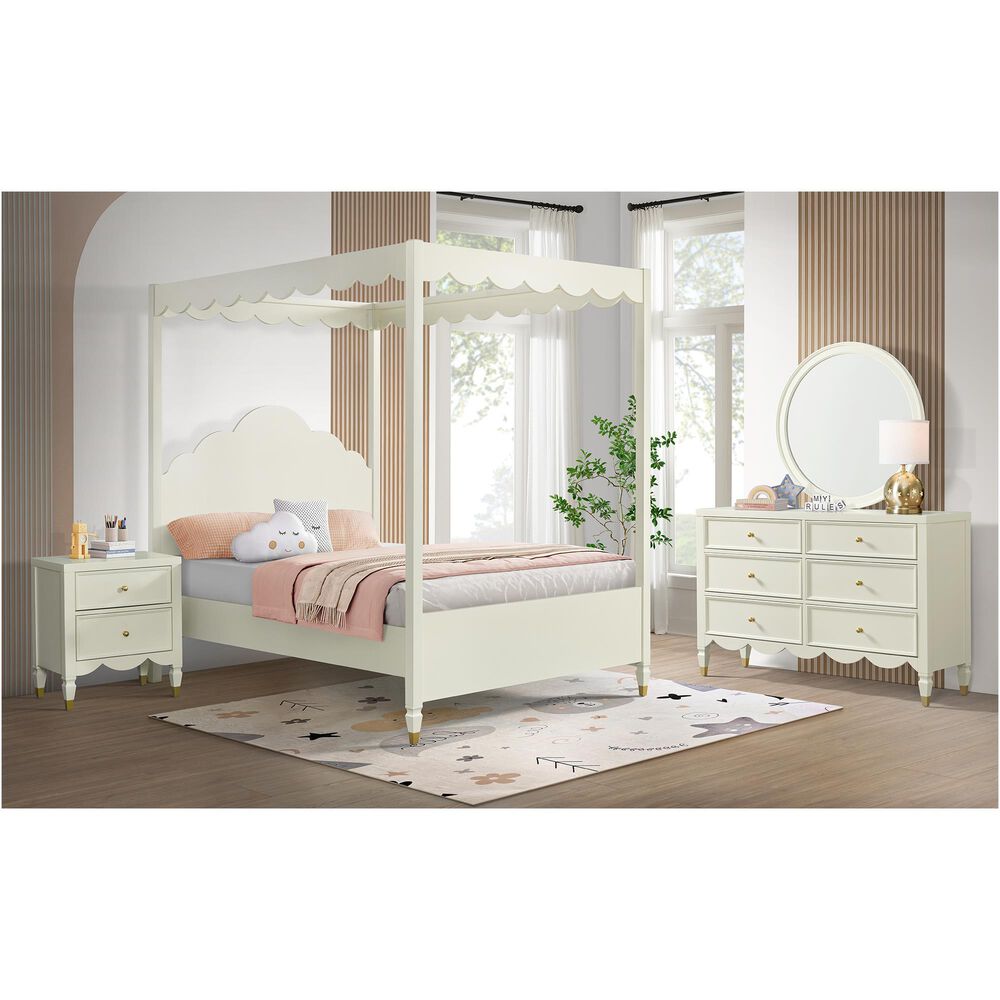 Martin Svensson Home Olivia Full Canopy Panel Bed in French White, , large
