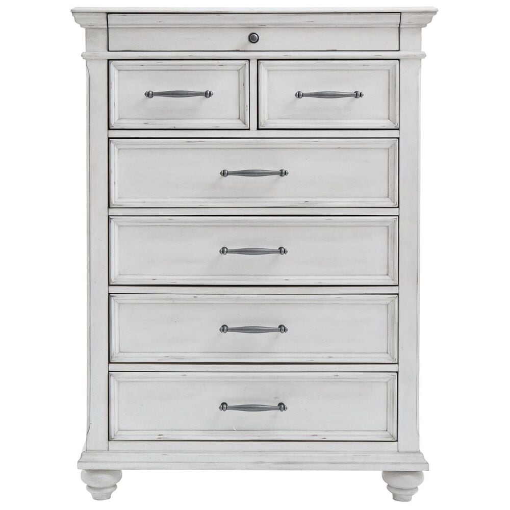 Ashley Kanwyn 7 Drawer Chest in Distressed Whitewash, , large