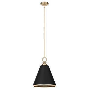 Hunter Klein 12" 1-Light Pendant with Flat Matte Black Shade in Alturas Gold, , large