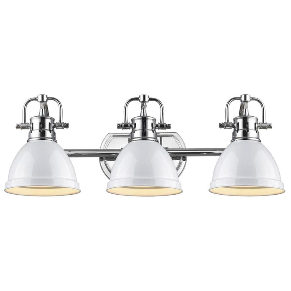 Golden Lighting Duncan 3-Light Bath Vanity in Chrome with White Shades, , large