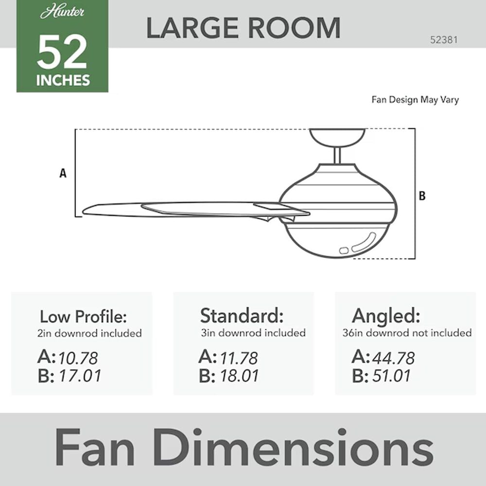 Hunter Shady Grove 52&quot; LED Indoor Ceiling Fan with Light in Matte Black with Golden Maple Blades, , large
