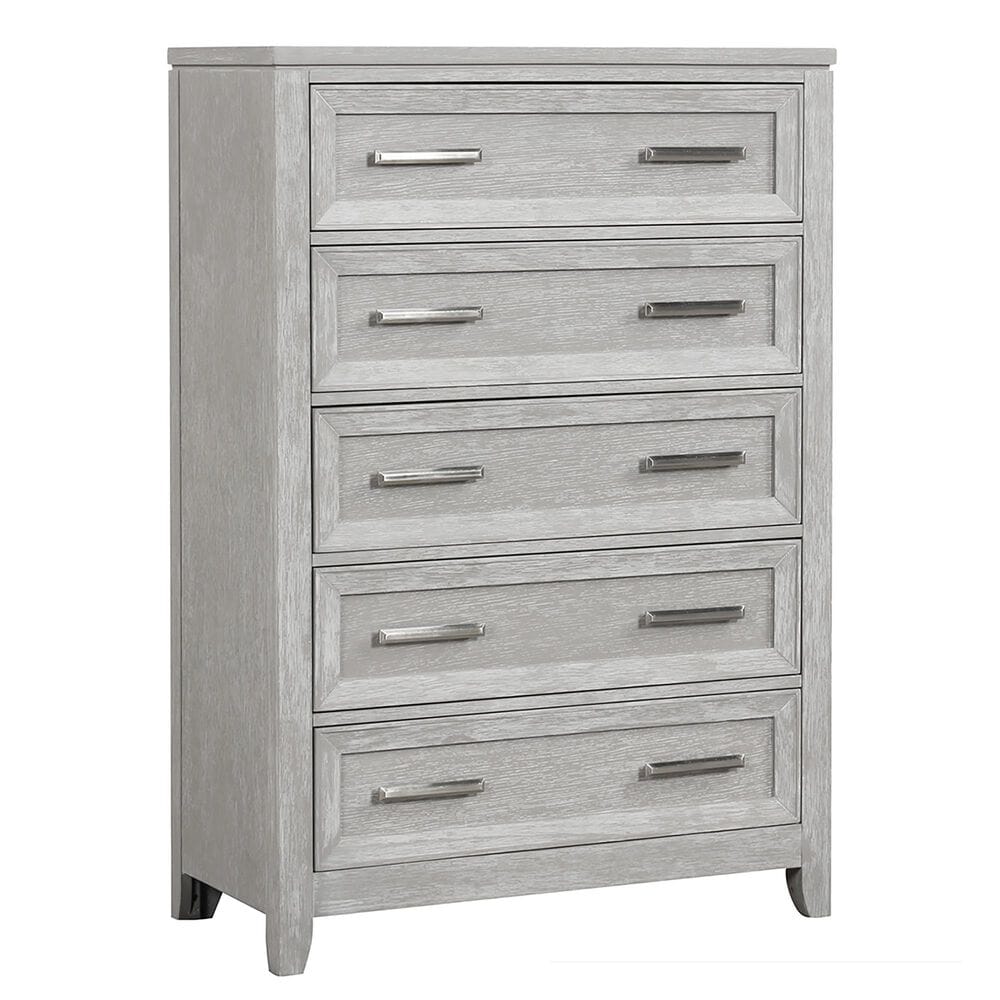 New Heritage Design Wooden Top Bedroom Chest in Mist Gray, , large