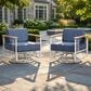 Sunwell Garden Patio Swivel Glider Chair with White Frame in Blue (Set of 2), , large