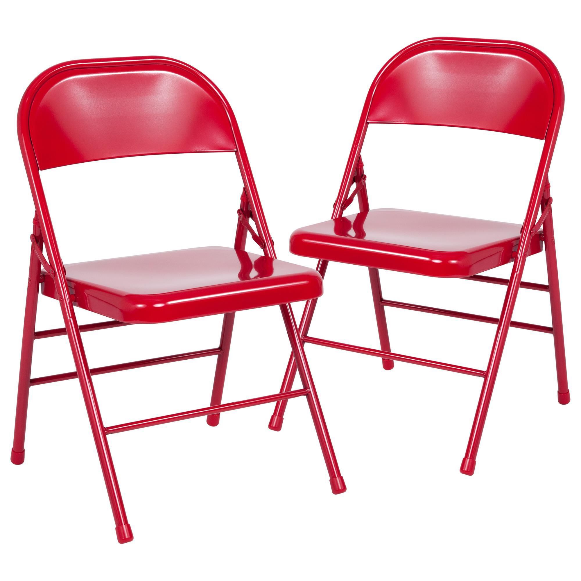 Flash Furniture Hercules Triple Braced Metal Folding Chair in Red