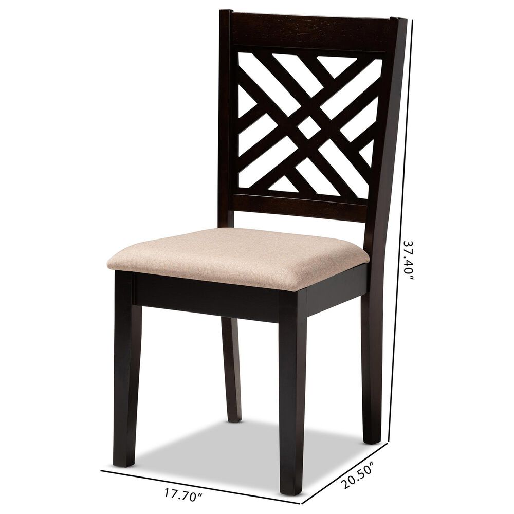 Baxton Studio Caron Side Chair with Sand Cushion in Espresso Brown (Set of 4), , large