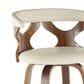 LumiSource Gardenia Swivel Fixed-Height Counter Stool with Cream Fabric Upholstery in Chrome and Walnut (Set of 2), , large