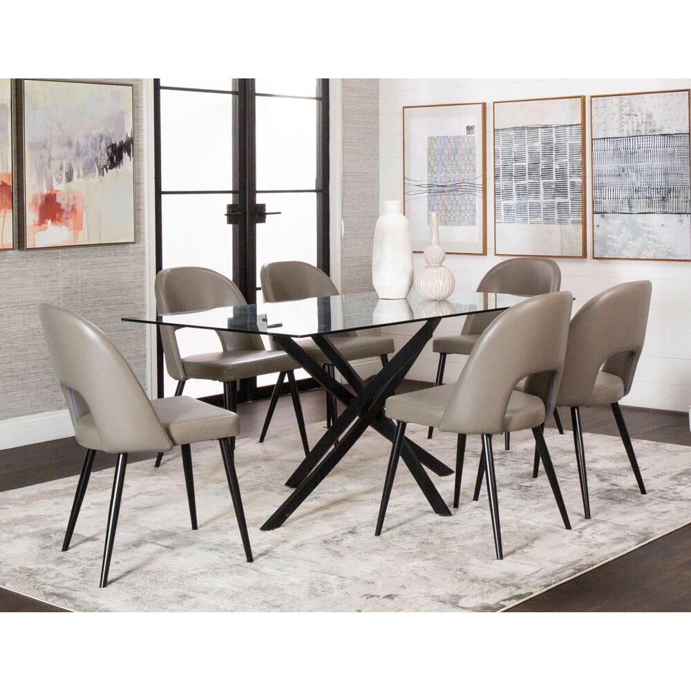 Sunset Furniture Lena Dining Table in Clear and Matte Black, , large