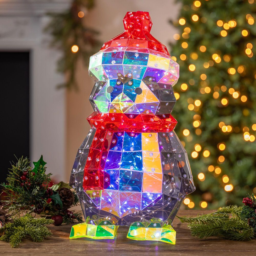 The Gerson Company 15.75&quot; Lighted Penguin Figurine in Multicolor, , large