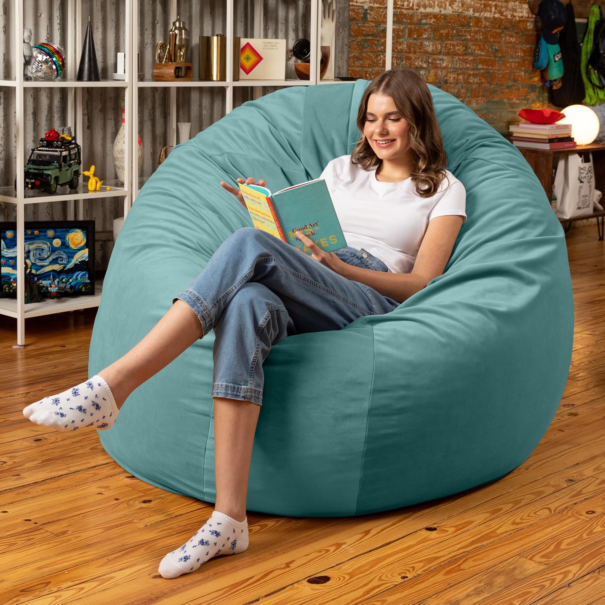 Jaxx Cocoon 6' Oversized Bean Bag Chair in Turquoise