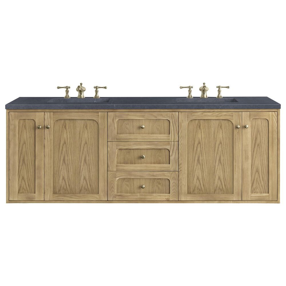 James Martin Vanities Laurent 72&quot; Double Bathroom Vanity in Light Natural Oak with 3 cm Charcoal Soapstone Quartz Top and Rectangular Sinks, , large