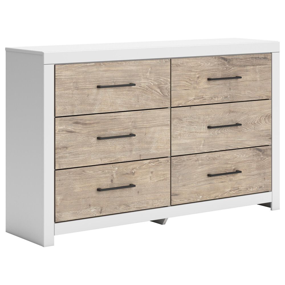 Ashley Charbitt 6-Drawer Dresser in Matte White and Replicated Oak Grain, , large