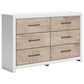 Ashley Charbitt 6-Drawer Dresser in Matte White and Replicated Oak Grain, , large