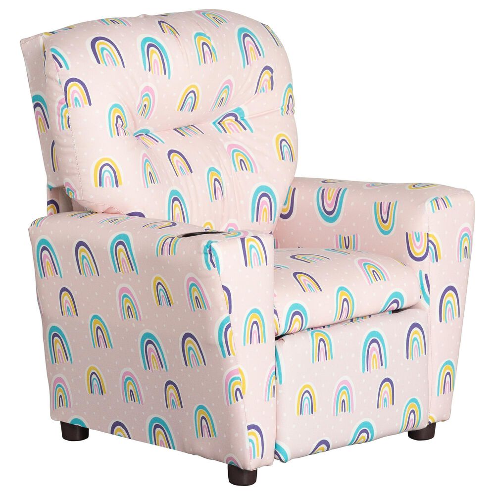 Brazil Tween Kids Recliner in Rainbow Bella with Cupholder NFM