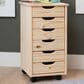Linon Home Decor Cary 6-Drawer Rolling Cart in Unfinished, , large