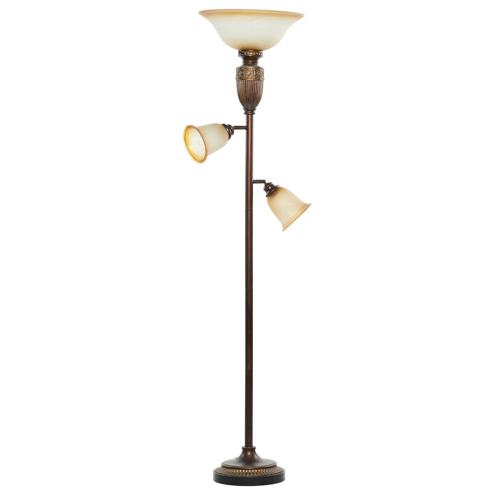 Maple and Jade 70" Torchiere Floor Lamp in Bronze, , large