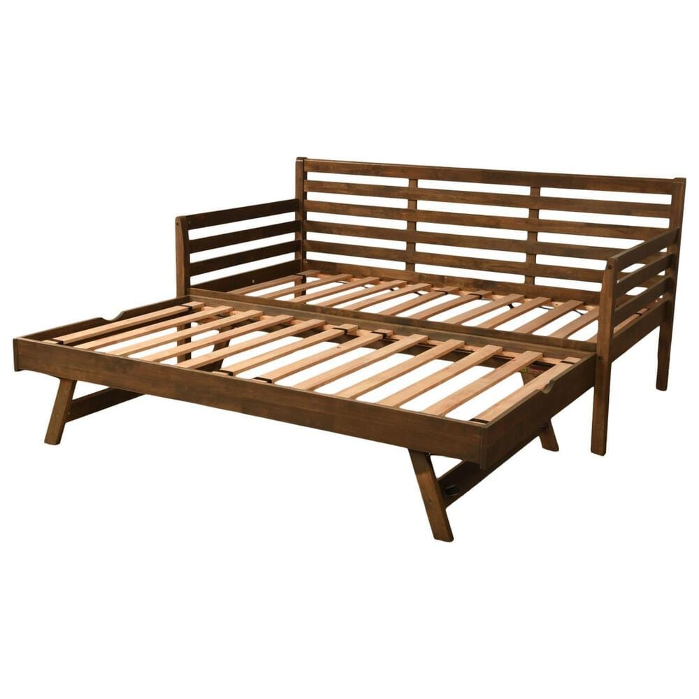 Sable Home Boho Twin Daybed with Pop Up Trundle in Rustic Walnut, , large