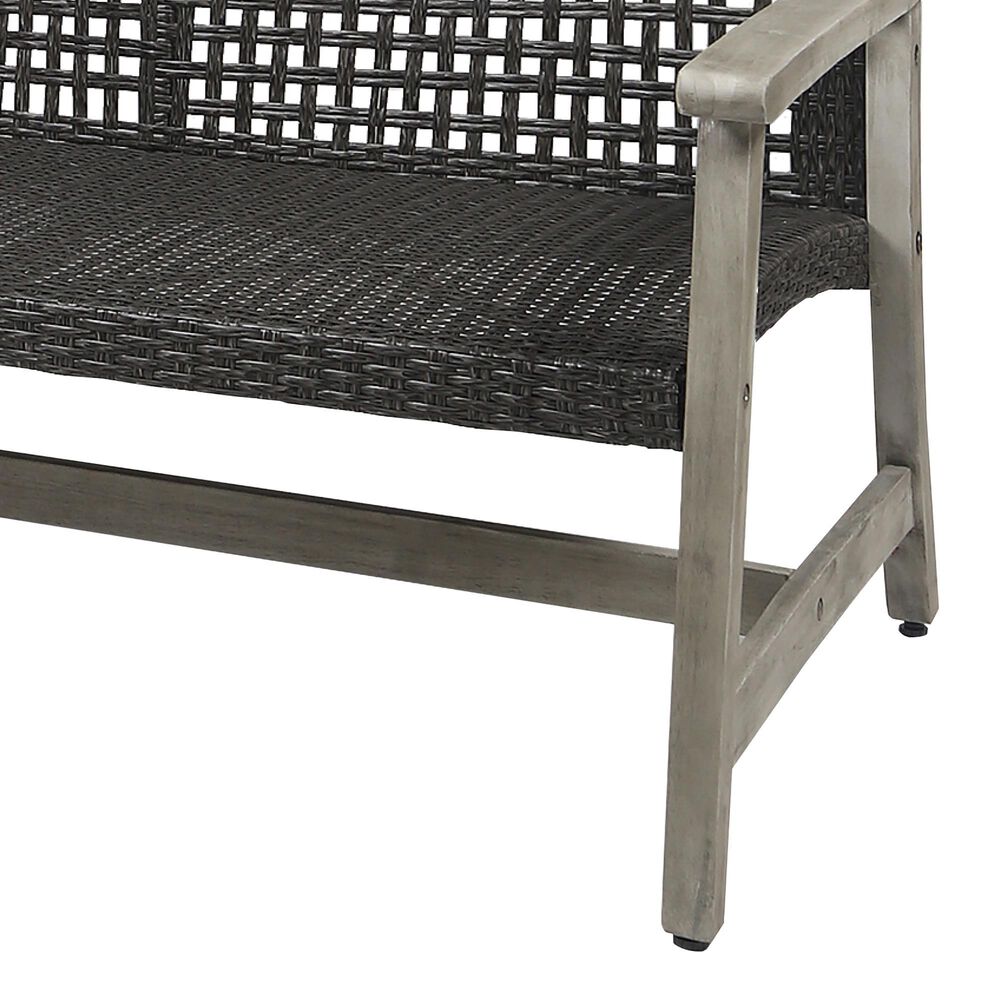 Hearth and Haven Outdoor Wicker Sofa with Wooden Frame in Grey, , large