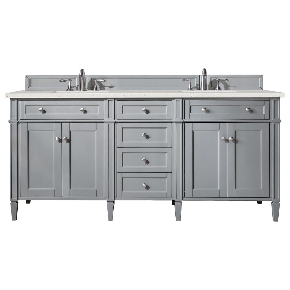 James Martin Vanities Brittany 72" Double Bathroom Vanity in Urban Gray with 3 cm Lime Delight Quartz Top and Rectangular Sinks, , large