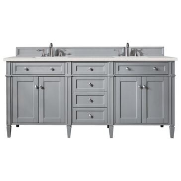 James Martin Vanities Brittany 72" Double Bathroom Vanity in Urban Gray with 3 cm Lime Delight Quartz Top and Rectangular Sinks, , large
