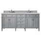 James Martin Vanities Brittany 72" Double Bathroom Vanity in Urban Gray with 3 cm Lime Delight Quartz Top and Rectangular Sinks, , large