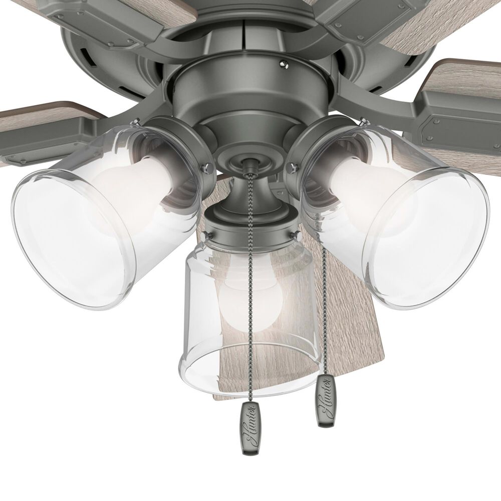 Hunter Crestfield Low Profile 42&quot; Ceiling Fan with Lights in Matte Silver, , large